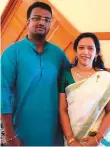  ??  ?? Jithesh Purushotha­man and his wife Chithra Jithesh.