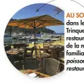  ??  ?? AU SON DES CIGALES et les pieds dans le sable, on déjeune à la Trinquette sur l’île de Port-Cros, le restaurant sert une cuisine inspirée de la mer dans une ambiance familiale. Comptez 36,50 € pour un poisson grillé. Tél. : 04 94 05 93 75. restaurant-trinquette-port-cros.fr