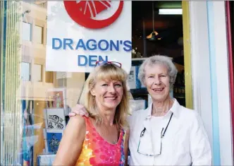  ?? ERIN CHRISTIE/Special to The Herald ?? Jeanette Beaven, left and her mother Jill operate Dragon's Den, an art supply store and gift shop on Front Street in Penticton.