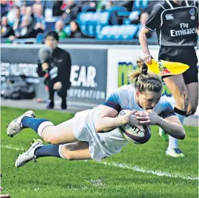  ??  ?? History girl: Danielle Waterman becomes England’s record try scorer