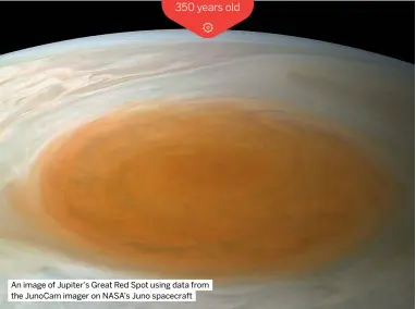  ?? ?? An image of Jupiter’s Great Red Spot using data from the Junocam imager on NASA’S Juno spacecraft