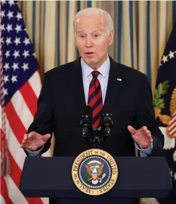  ?? ?? ►El Presidente de Estados Unidos, Joe Biden, en un discurso de este martes.