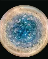  ?? Associated Press photo ?? This image made available by NASA and made from data captured by the Juno spacecraft shows Jupiter's south pole. The oval features are cyclones, up to 600 miles (1,000 kilometers) in diameter. The cyclones are separate from Jupiter's trademark Great...