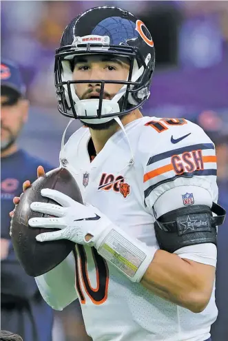  ?? ADAM BETTCHER/GETTY IMAGES ?? Even though the Bears have said they remain committed to Mitch Trubisky, quarterbac­k is their biggest area of need as they head into free agency.