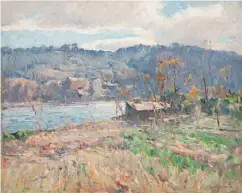  ??  ?? John Fulton Folinsbee (1892-1972), Mill by the River, Fall, ca. 1923-25. Oil on canvas, 24 x 30 in. Gift of Marguerite and Gerry Lenfest.