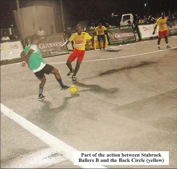  ?? ?? Part of the action between Stabroek Ballers B and the Back Circle (yellow)