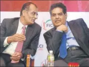  ?? PTI ?? Sebi chairman Ajay Tyagi with Rashesh Shah, senior VP, Ficci and chairman and CEO, Edelweiss Group, in Mumbai on Wednesday