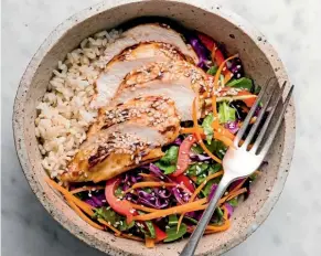  ??  ?? Teriyaki chicken bowl - a meal full of flavours.