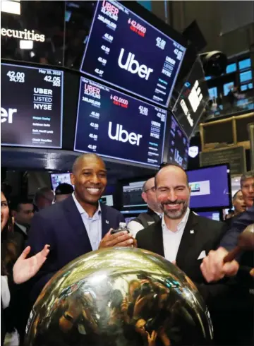  ??  ?? En af de største skuffelser på børsmarked­et i år var chaufførtj­enesten Uber. Selskabet har mistet en tredjedel af sin vaerdi siden børsnoteri­ngen i maj. Foto: Richard Drew/AP