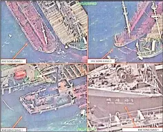  ??  ?? A combinatio­n of file photos, released by the US Department of the Treasury's Office of Foreign Assets Control show what they describe as an attempt by North Korean ship Rye Song Gang 1 to conduct a ship-to-ship transfer, possibly of oil, in an effort...