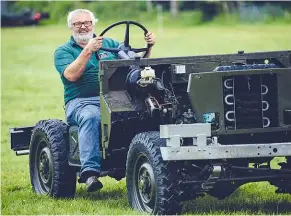  ??  ?? Philip puts a rolling chassis through its paces and above, collection vehicles on display at a Dunsfold Open Weekend