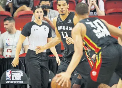  ?? JOHN LOCHER/THE ASSOCIATED PRESS ?? Referee Natalie Sago says the NBA summer league is “a job interview for us just like it is for the players and the coaches.”