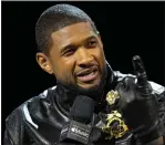  ?? JOHN LOCHER —THE ASSOCIATED PRESS ?? Usher speaks during a news conference ahead of the Super Bowl 58 NFL football game Thursday, Feb. 8, 2024, in Las Vegas. Usher will perform during the Super Bowl halftime show.