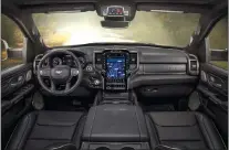  ??  ?? The 2019 Ram’s fit, finish and materials are worthy of a luxury car. There is an astounding amount of room for people and packages. Limited trim is pictured.