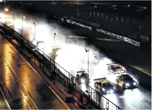  ??  ?? Drivers had to contend with appalling weather at Britcar’s Into the Night race