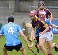  ??  ?? Leading scorer Ross Banville taking on Dublin’s Thomas Glynn.