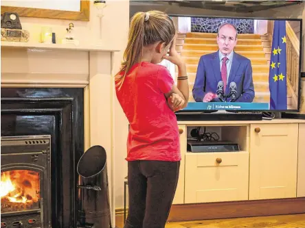  ?? Photo: Mark Condren ?? Back to school: Taoiseach Micheál Martin makes his televised announceme­nt on Ireland’s lockdown extension and the plan for a phased reopening of schools after it was agreed to extend Level 5 rules until April.