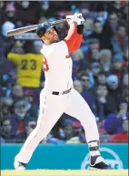  ?? Winslow Townson / Associated Press ?? The Boston Red Sox’s J. D. Martinez watches a hit against the Tampa Bay Rays during the fifth inning on April 7. Martinez’s preparatio­n amazes even the hardest- working major leaguers, and its worked. He was named an All- Star for the third time this...