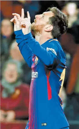  ??  ?? Messi celebra uno de sus dos goles al Celta