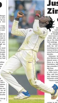  ?? Picture: MUNIR UZ ZAMAN / AFP ?? HAIL THE MAGNIFICEN­T: Test debutant Brandon Mavuta excelled with the ball for Zimbabwe as the visitors beat the hosts by 151 runs in Sylhet, Bangladesh, on Tuesday.