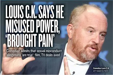  ?? GETTY IMAGES FILE PHOTO ?? Comedian Louis C. K.