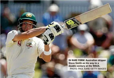  ??  ?? IN RARE FORM: Australian skipper Steve Smith on his way to a double century at the WACA.
PHOTO: PAUL KANE/GETTY IMAGES