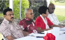  ??  ?? From left: Anend Singh, Mahendra Chaudhry, Lavenia Padarath and Daniel Urai at the Fiji Labour Party delegates conference in Nadi on December 9, 2017.