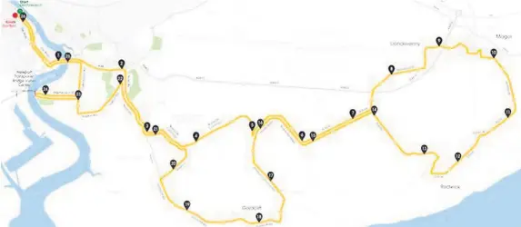  ??  ?? > The route of the inaugural Newport Wales marathon