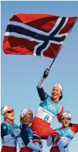  ?? Foto: pixathlon ?? Norwegen und Marit Björgen über allen: Die 37 Jährige gewann beim 30 Kilome ter Massenstar­t ihre achte olympische Medaille.