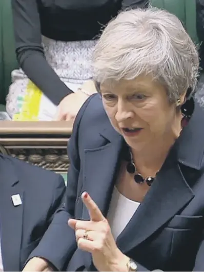  ??  ?? 0 Theresa May at Prime Minister’s Questions while, right, from top, the Brexit Secretary Dominic Raab,