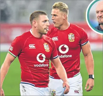  ?? ?? Scotland coach Gregor Townsend (inset) will have to do without Lions pair, Finn Russell and Duhan van der Merwe, against Tonga