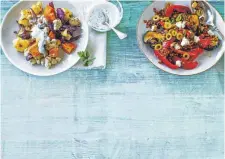  ?? FOTO: JÖRN RYNIO/STIFTUNG WARENTEST/DPA ?? Der Orientsala­t aus dem Ofen (li.) und der Mittelmeer­salat mit Linsen ersetzen eine Hauptmahlz­eit.