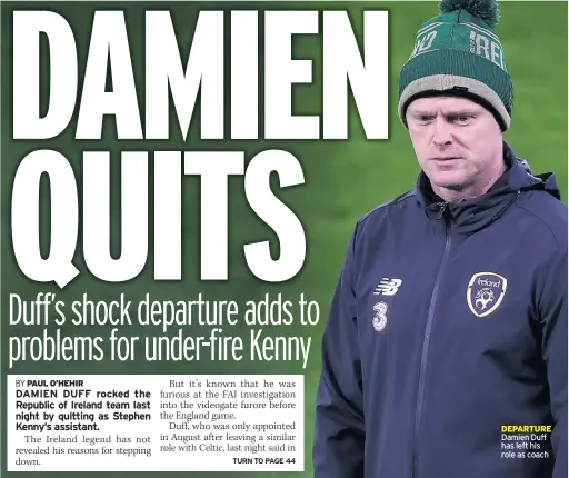  ??  ?? DEPARTURE Damien Duff has left his role as coach