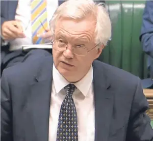  ?? Picture: PA. ?? Brexit Secretary David Davis makes a statement to MPs in the House of Commons yesterday.