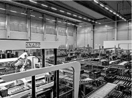  ?? ROBERT RIEGER/THE NEW YORK TIMES ?? A component-sorting robot picks up items Jan. 16 at the Obeta warehouse in Germany.