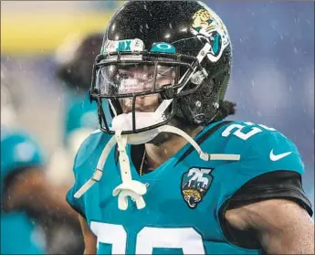  ?? Gary Lloyd McCullough Florida Times-Union ?? JALEN RAMSEY, regarded as one of the NFL’s top cornerback­s, joins the Rams in a trade with the Jacksonvil­le Jaguars, where he feuded with coach Doug Marrone and reportedly asked to be traded.