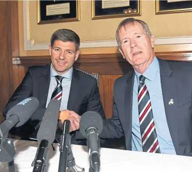  ??  ?? Steven Gerrard with Dave King on the day in 2018 when he was announced as Rangers manager