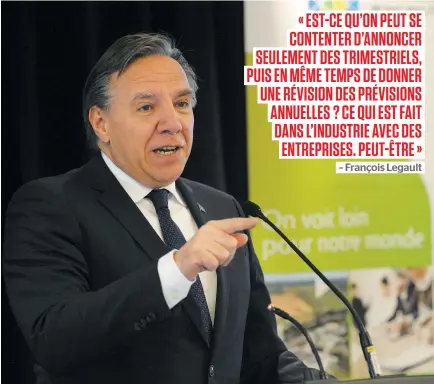  ?? PHOTO STEVENS LEBLANC ?? « J’ai la volonté et l’intention de respecter tous mes engagement­s », a déclaré le premier ministre François Legault devant les préfets des MRC membres de la Fédération québécoise des municipali­tés hier.