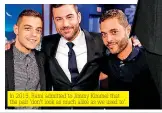  ??  ?? In 2015, Rami admitted to Jimmy Kimmel that the pair 'don't look as much alike as we used to'.