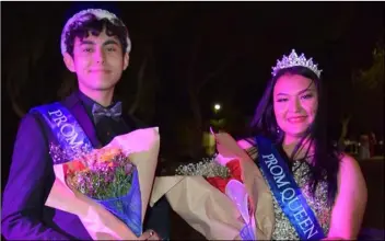 ?? COURTESY PHOTO ?? Ramses Compton and Jocelyn Ibarra were crowned king and queen of the Central Union prom Saturday night.
