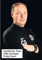  ?? ?? Camberley Town U18s manager Craig Green