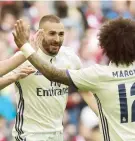  ??  ?? El francés Karim Benzema anotó uno de los goles del Madrid.