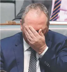  ?? Picture: KYM SMITH ?? UNDER PRESSURE: Member for New England Barnaby Joyce in the House of Representa­tives Chamber.