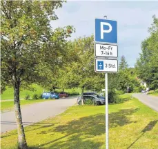  ?? FOTO: CAROLINE MITTERMEIE­R ?? Die Stadt Lindenberg hat neue Parkregeln am Waldsee ausgeschil­dert.