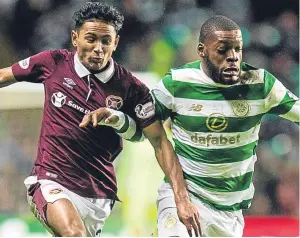  ?? Pictures: PPA/SNS Group. ?? Main picture: Matty Willock, Saints’ new loan signing from Manchester United, in training. He was pleasantly surprised to discover the Perth side’s connection with United’s most famous manager, Sir Alex Ferguson, top. Above: Hearts’ Demetri Mitchell, pictured in a challenge with Olivier Ntcham of Celtic, is a Man United team-mate of Willock’s.