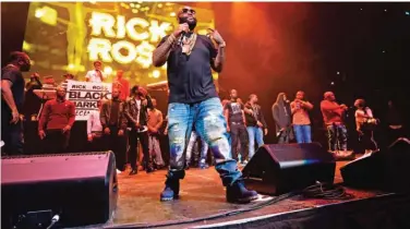  ??  ?? AP: I thought the beef was a done deal, but it keeps coming up... Ross: AP: There have been talks of your broken engagement with Lira Galore. Can you clear that up? Ross: In this file photo, rapper
Rick Ross performs at Power 105 Powerhouse 2015 at...