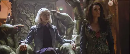  ??  ?? Kiernan Shipka and Michelle Gomez in “Chilling Adventures of Sabrina”