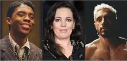  ??  ?? From left, Chadwick Boseman is tipped to receive a posthumous nomination; Olivia Colman, could also pick up a supporting nomination; Riz Ahmed for the Sound Of Metal.