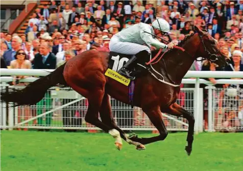  ?? Rex Features ?? Yalta, ridden by James Doyle, on his way to victory in The Victoria Racing Club Molecomb Stakes at Goodwood yesterday.