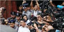 ?? - Reuters file photo ?? FOUND GUILTY: Detained Reuters journalist­s Wa Lone and Kyaw Soe Oo leave Insein court after listening to the verdict in Yangon, Myanmar.